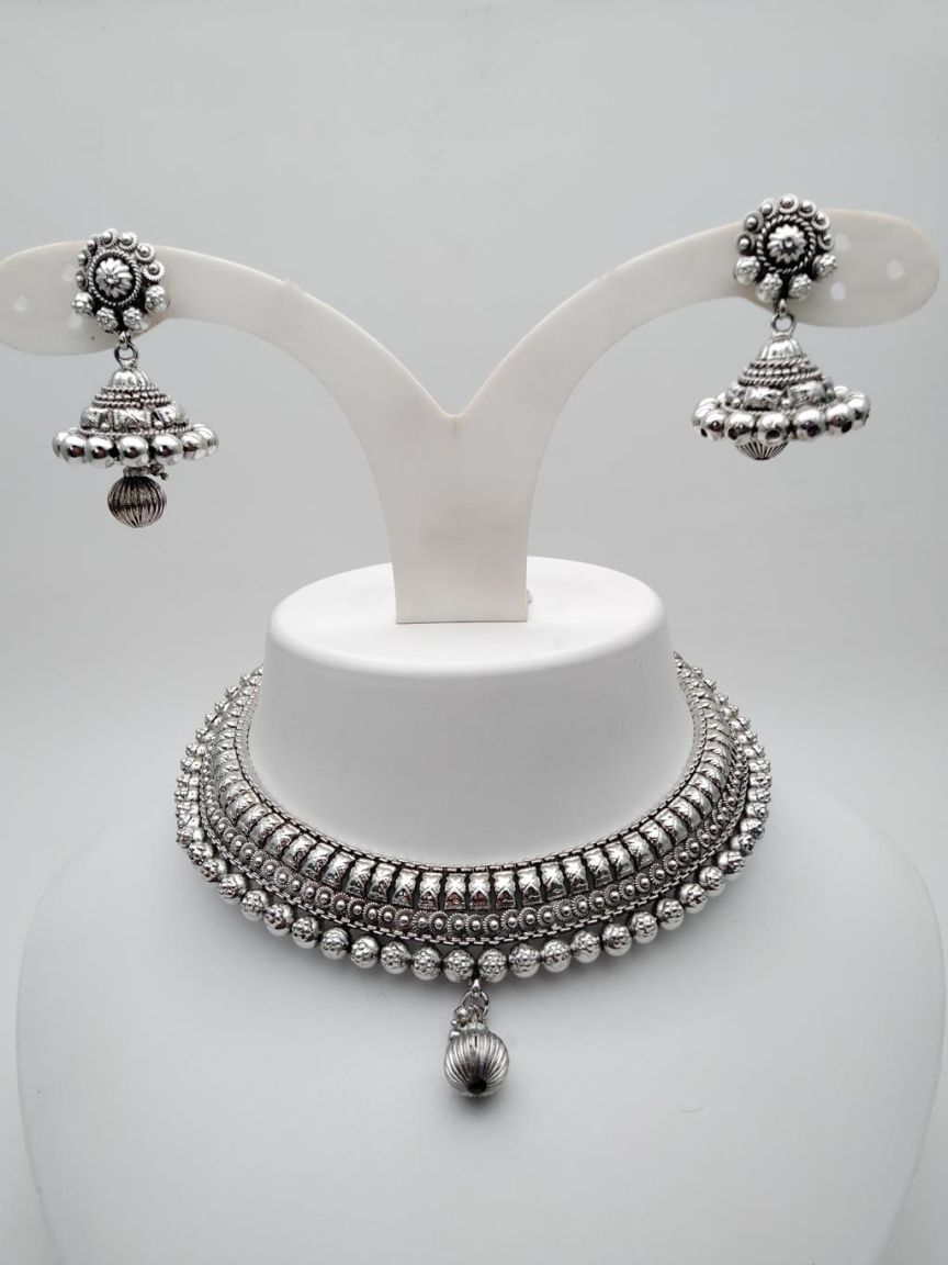 NECKLASE SET IN OXYDIZED POLISHED STYLE | DESIGN - 19005