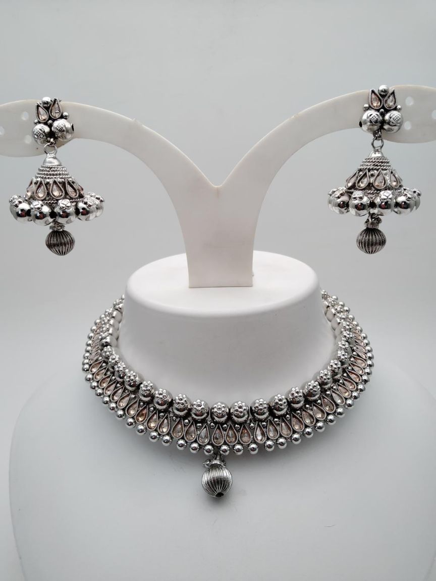 NECKLASE SET IN OXYDIZED POLISHED STYLE | DESIGN - 19006