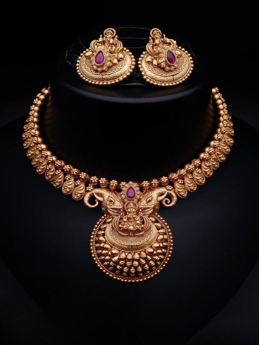 NECKLASE SET IN POLKI (GOLD POLISH) STYLE | DESIGN - 17682