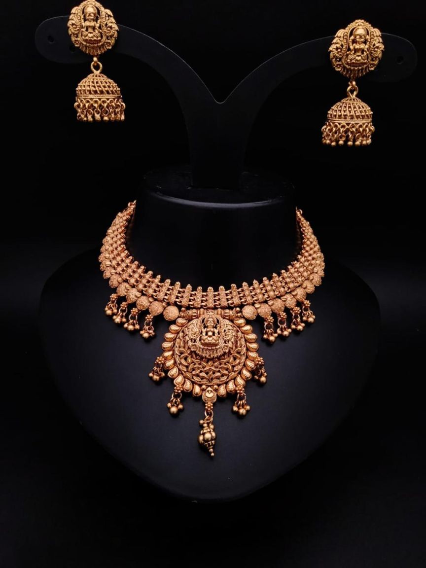 NECKLASE SET IN POLKI (GOLD POLISH) STYLE | DESIGN - 17697