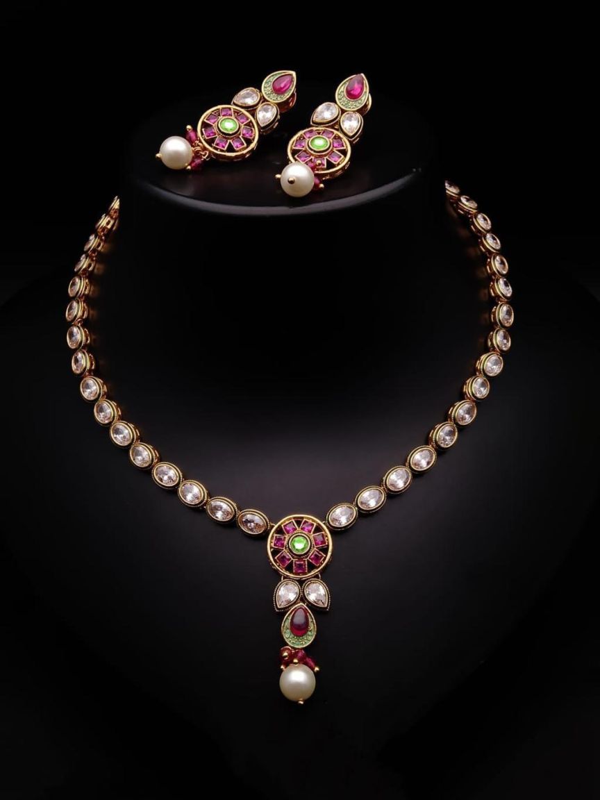 polki-necklace_set-NSP18015RGRGD