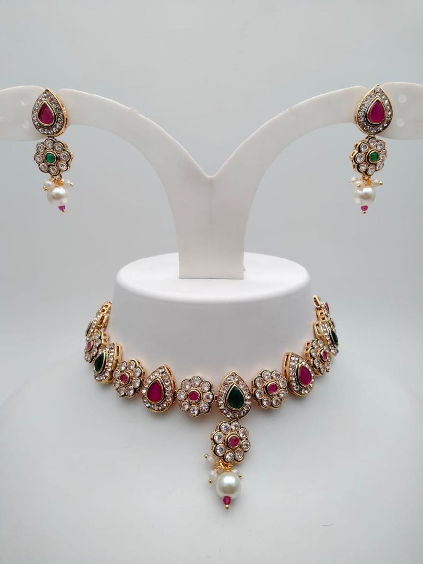 polki-necklace_set-NSP18210RGRGD