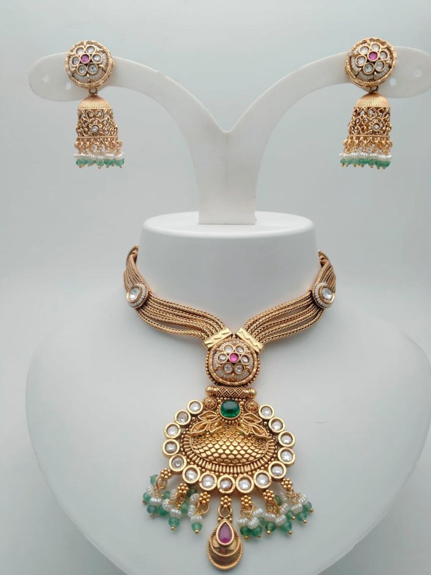 polki-necklace_set-NSP18259GRRRJ