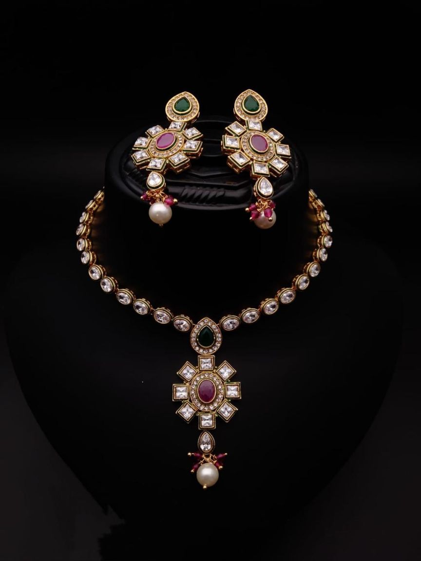 polki-necklace_set-NSP18290RGRGD