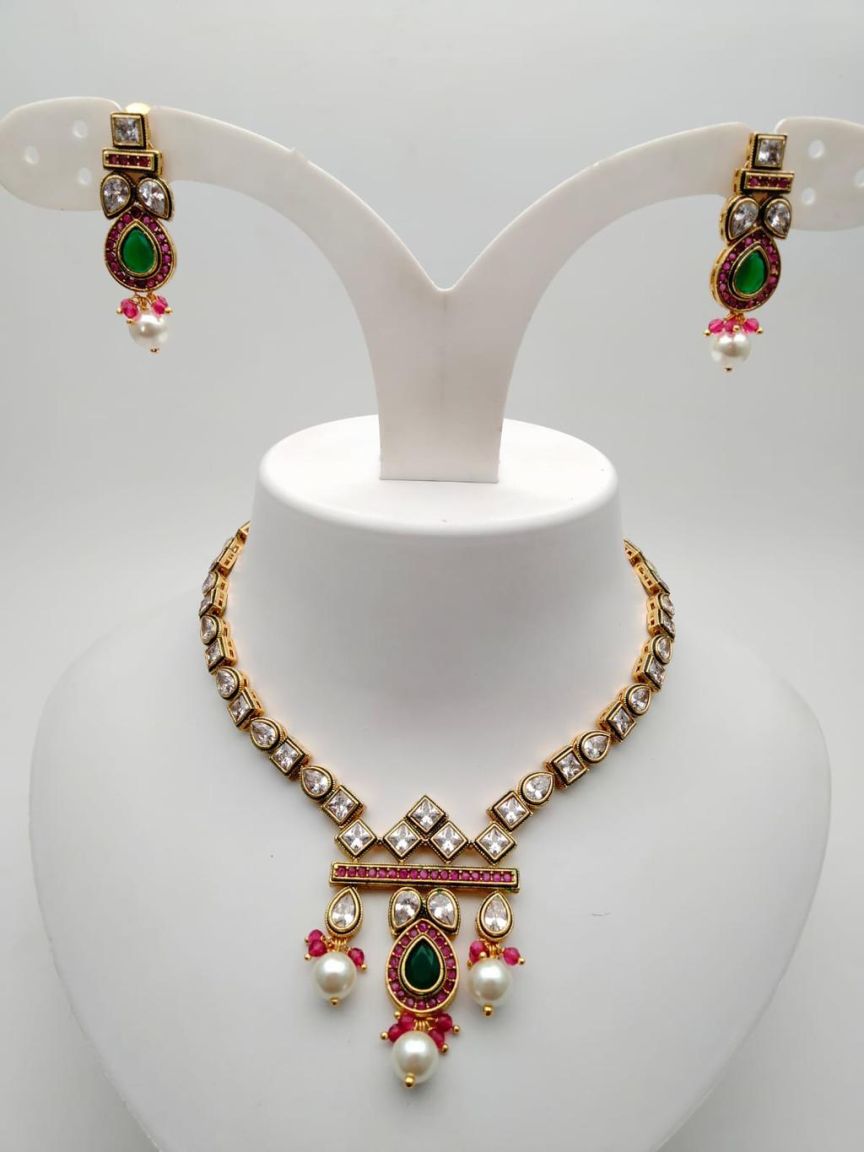 polki-necklace_set-NSP18293RGRGD