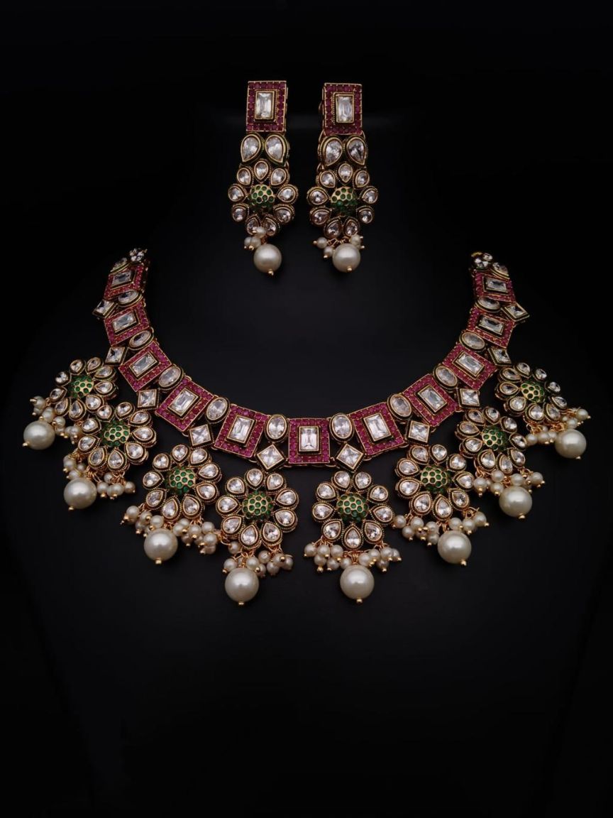 polki-necklace_set-NSP18311RGRGD