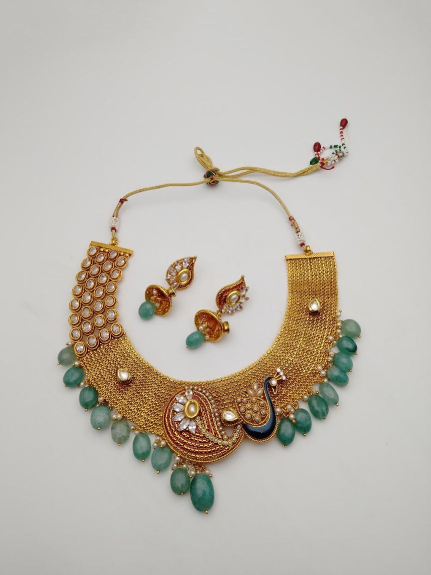 polki-necklace_set-NSP18355MGBLURDGD