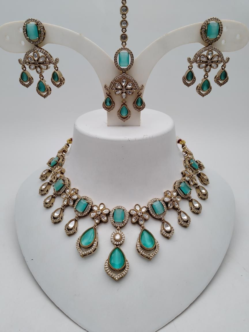 NECKLASE SET IN POLKI (GOLD POLISH) STYLE | DESIGN - 18882