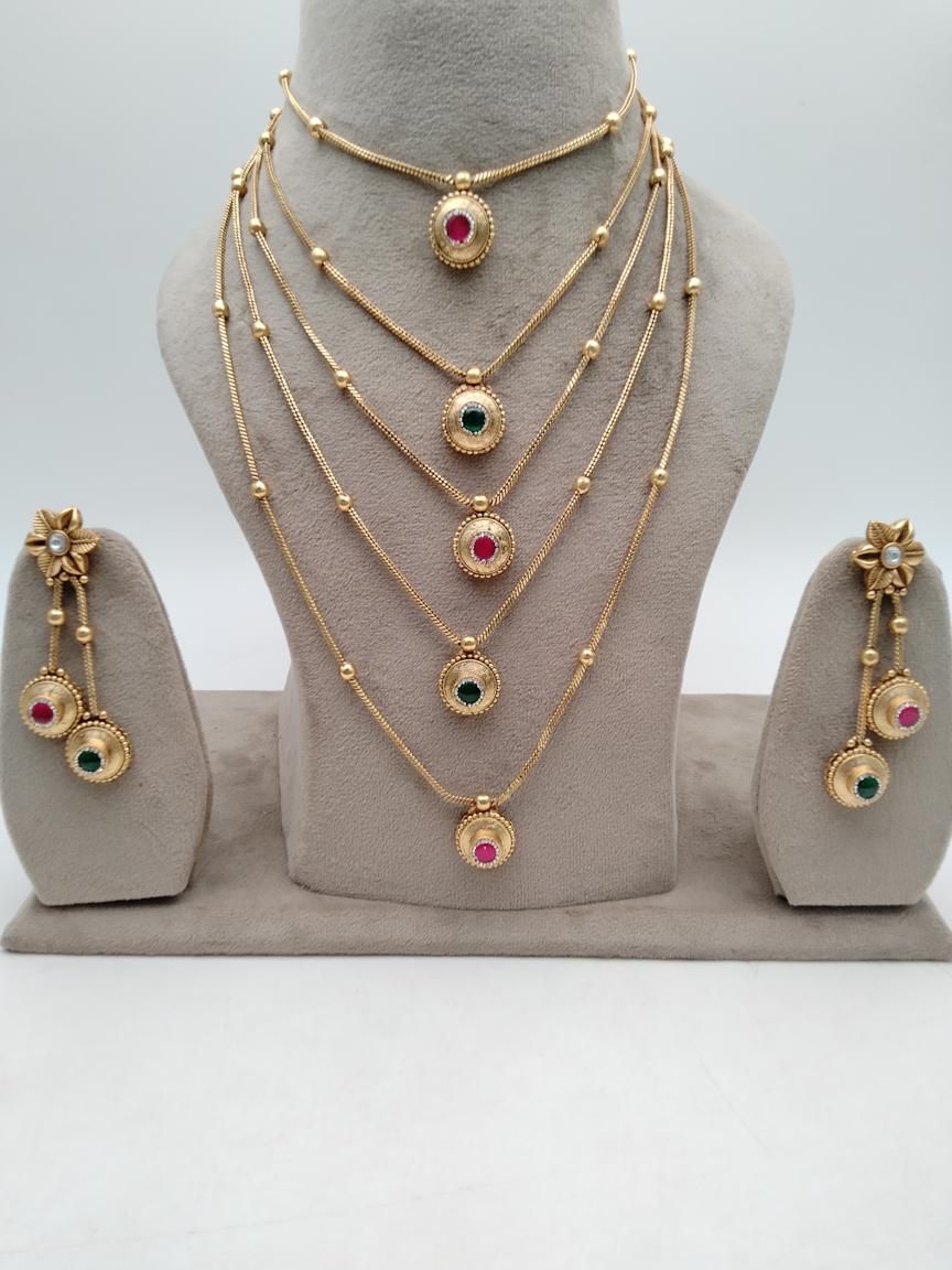 NECKLASE SET IN POLKI (GOLD POLISH) STYLE | DESIGN - 18900
