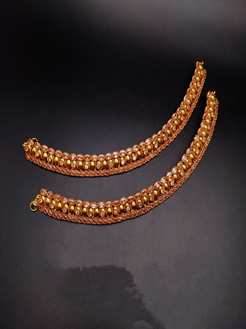 PAYAL IN POLKI (GOLD POLISH) STYLE | DESIGN - 54033