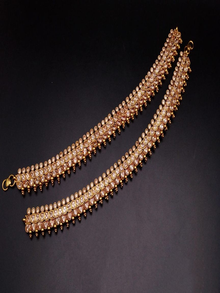 PAYAL IN POLKI (GOLD POLISH) STYLE | DESIGN - 54037
