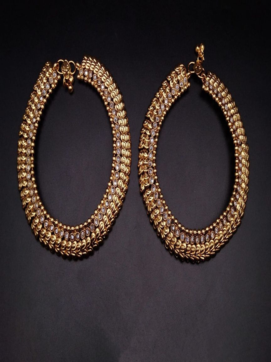 PAYAL IN POLKI (GOLD POLISH) STYLE | DESIGN - 54041