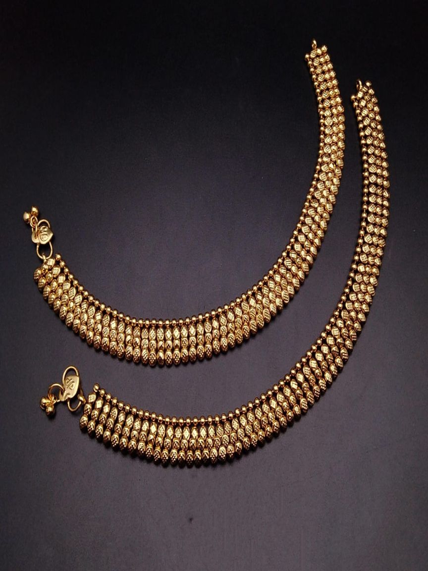 PAYAL IN POLKI (GOLD POLISH) STYLE | DESIGN - 54043