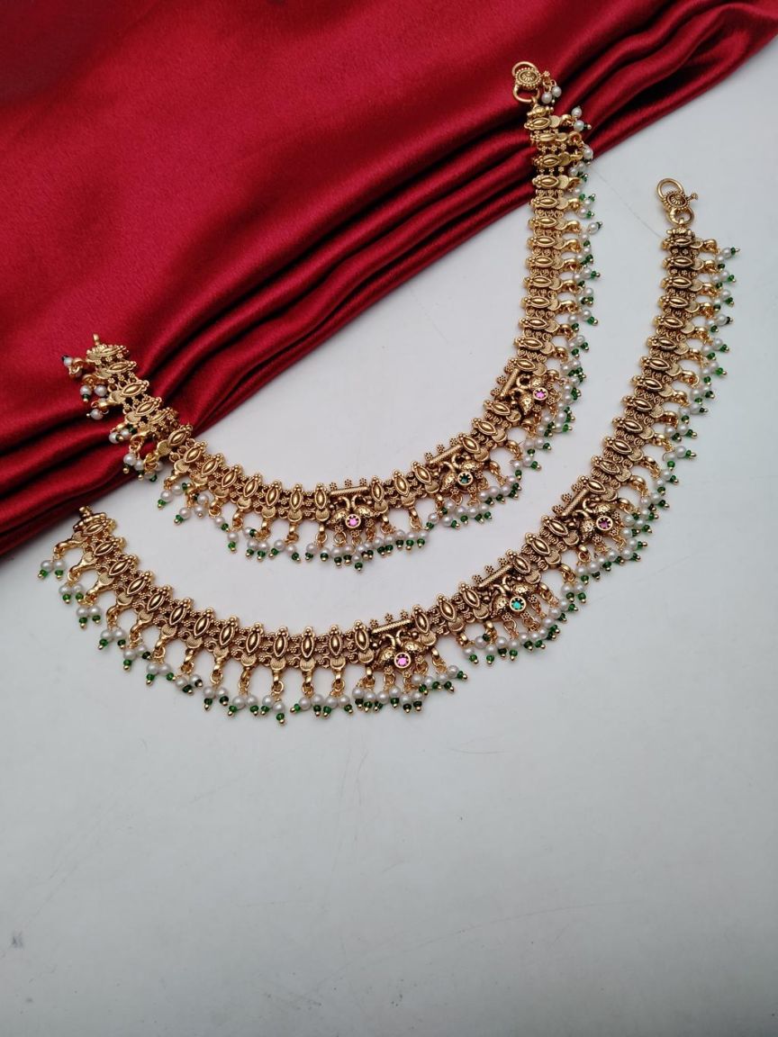 PAYAL IN POLKI (GOLD POLISH) STYLE | DESIGN - 54052