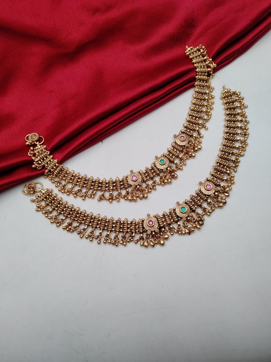 PAYAL IN POLKI (GOLD POLISH) STYLE | DESIGN - 54053