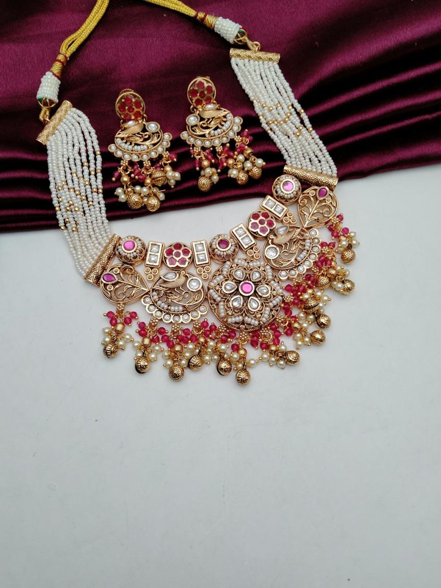 PIROI NECKLACE IN POLKI (GOLD POLISH) STYLE | DESIGN - 31531