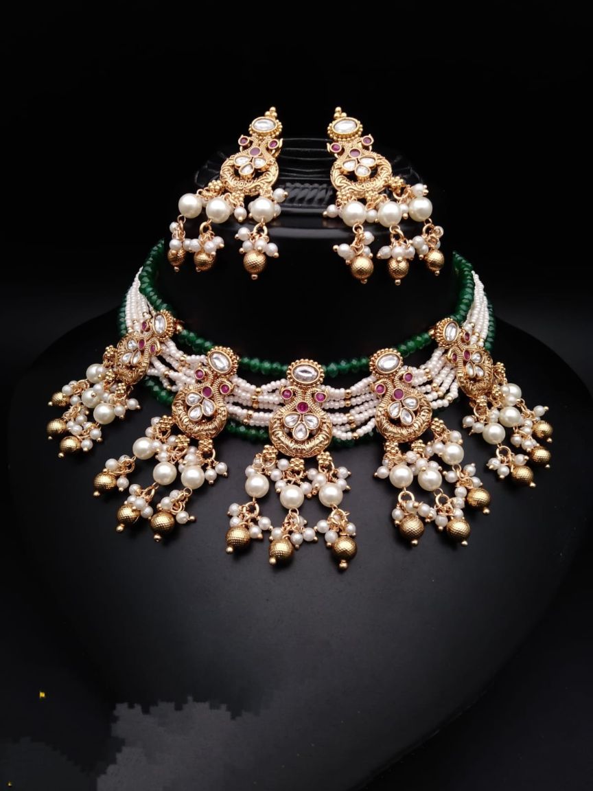 PIROI NECKLACE IN POLKI (GOLD POLISH) STYLE | DESIGN - 31537