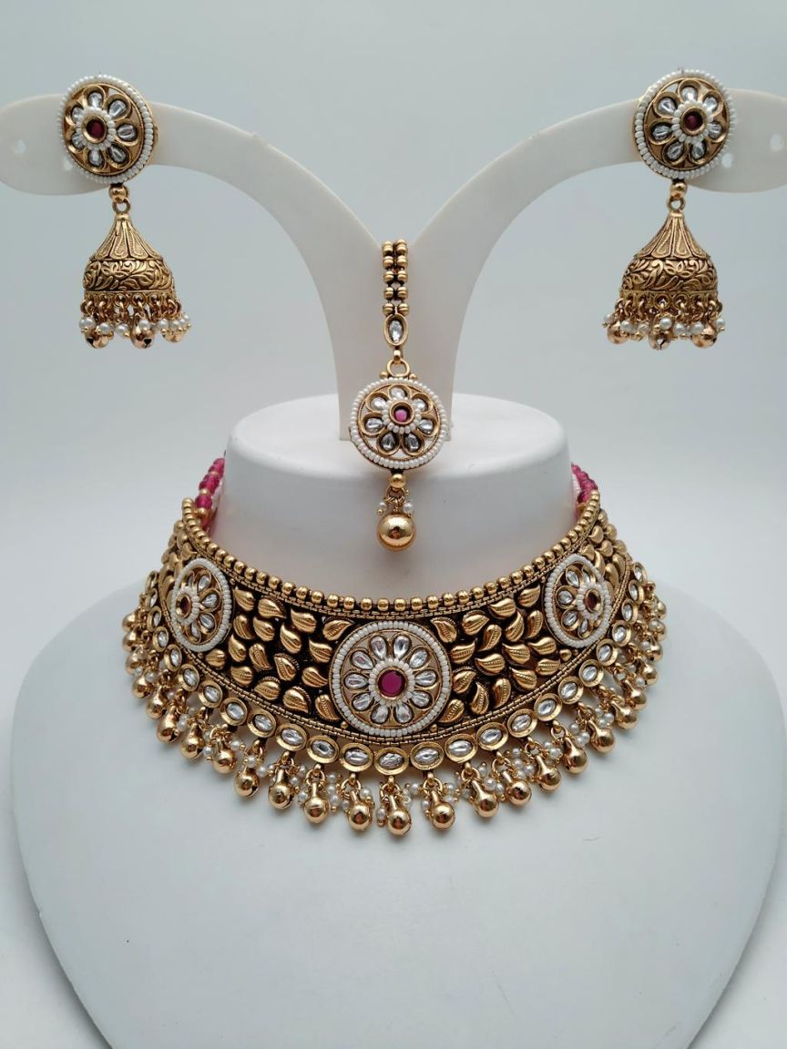 PIROI NECKLACE IN POLKI (GOLD POLISH) STYLE | DESIGN - 31570