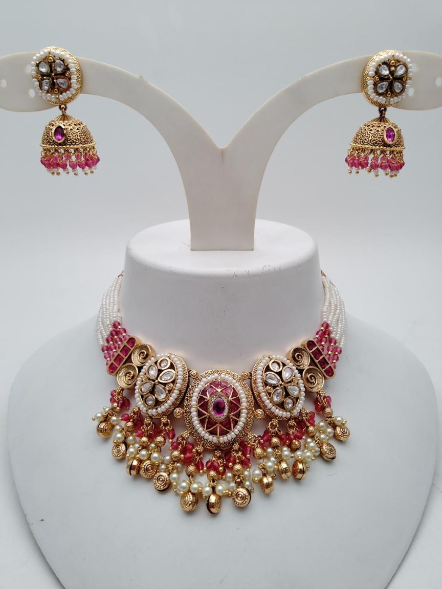 PIROI NECKLACE IN POLKI (GOLD POLISH) STYLE | DESIGN - 31593