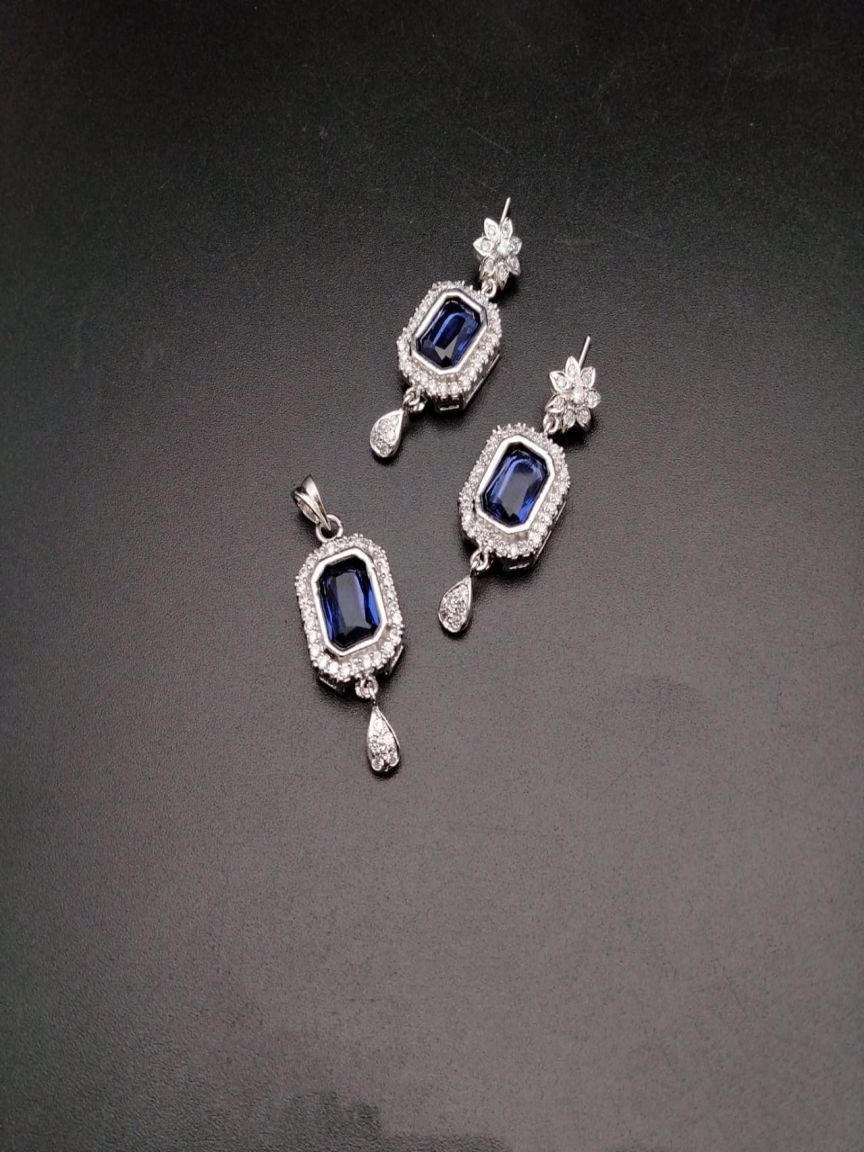PENDANT SETS IN AMERICAN DIAMOND JEWELLERY STYLE | DESIGN - 43008