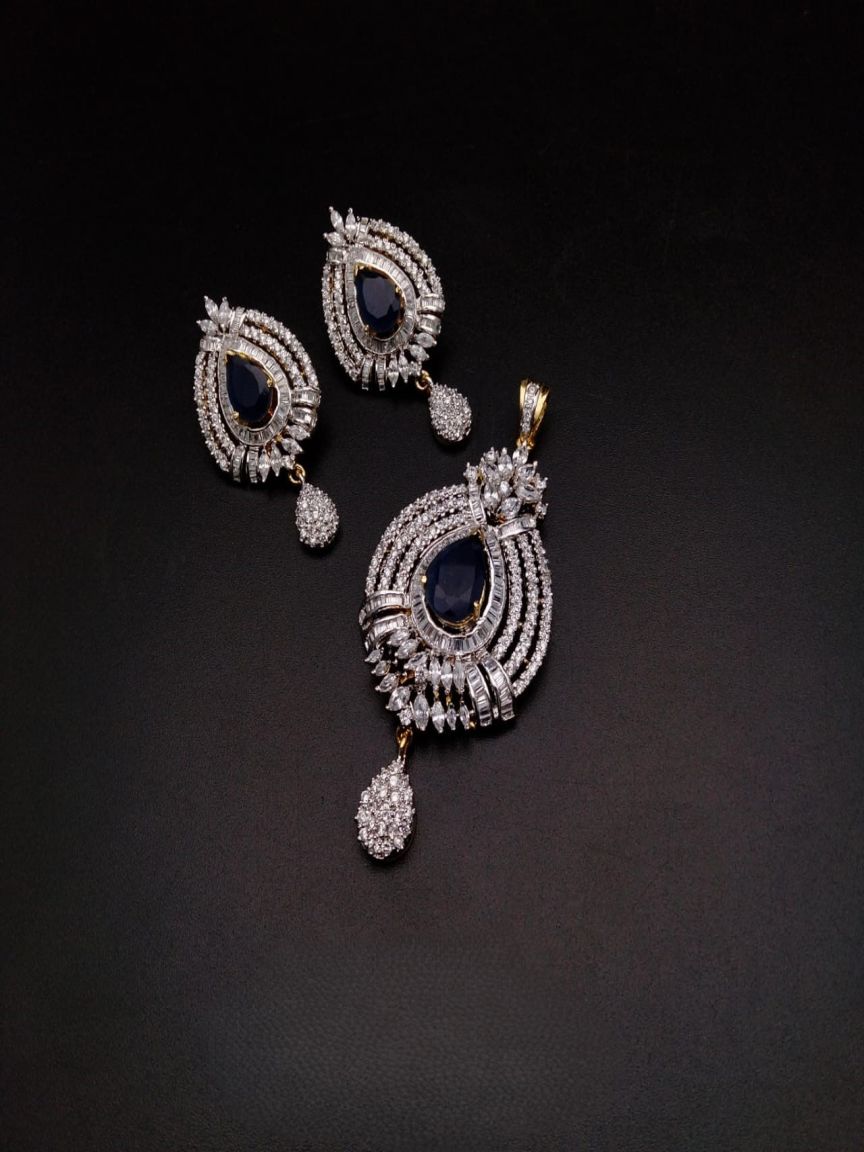 PENDANT SETS IN AMERICAN DIAMOND JEWELLERY STYLE | DESIGN - 43009