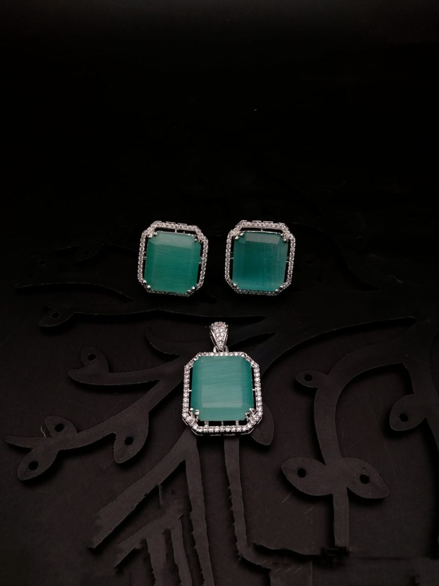 PENDANT SETS IN AMERICAN DIAMOND JEWELLERY STYLE | DESIGN - 43011