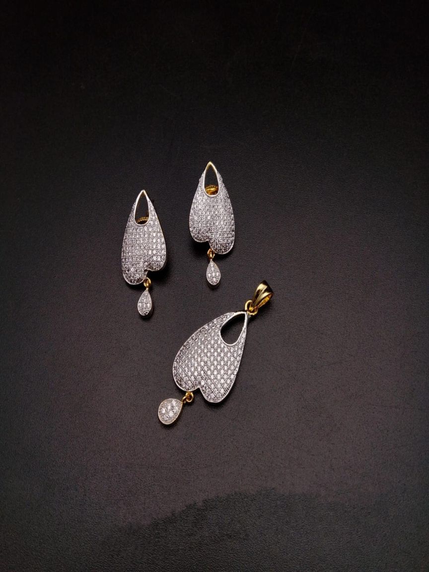 PENDANT SETS IN AMERICAN DIAMOND JEWELLERY STYLE | DESIGN - 43015