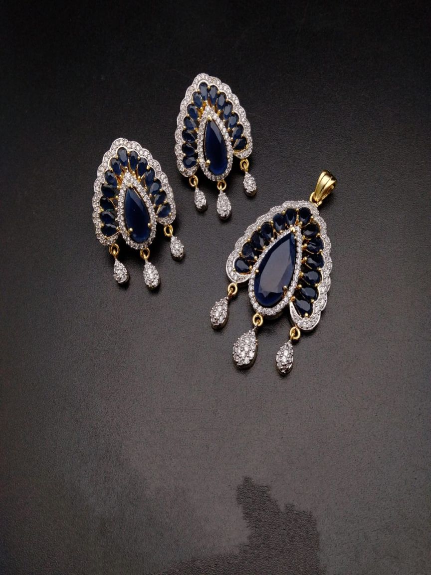 PENDANT SETS IN AMERICAN DIAMOND JEWELLERY STYLE | DESIGN - 43026