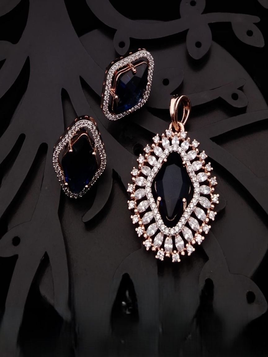 PENDANT SETS IN AMERICAN DIAMOND JEWELLERY STYLE | DESIGN - 43040