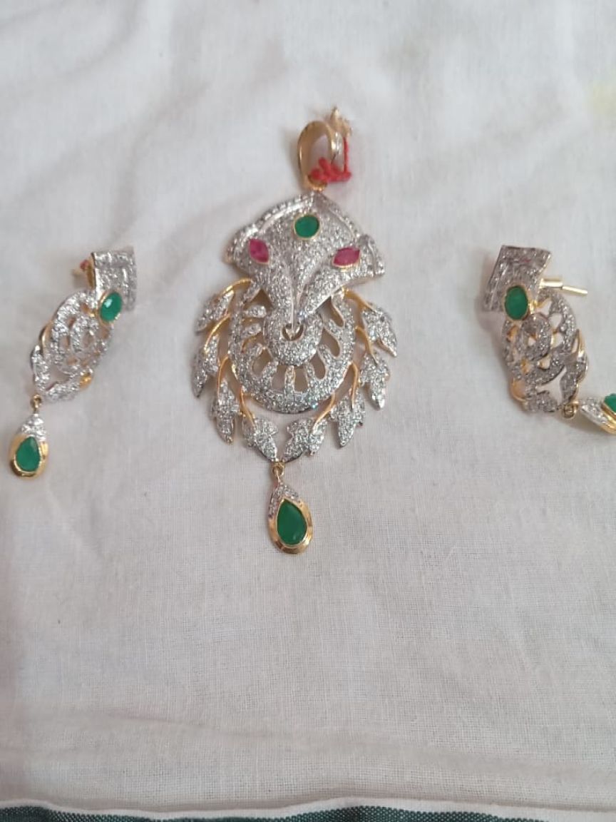 PENDANT SETS IN AMERICAN DIAMOND JEWELLERY STYLE | DESIGN - 43051
