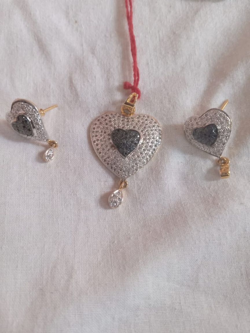 PENDANT SETS IN AMERICAN DIAMOND JEWELLERY STYLE | DESIGN - 43058