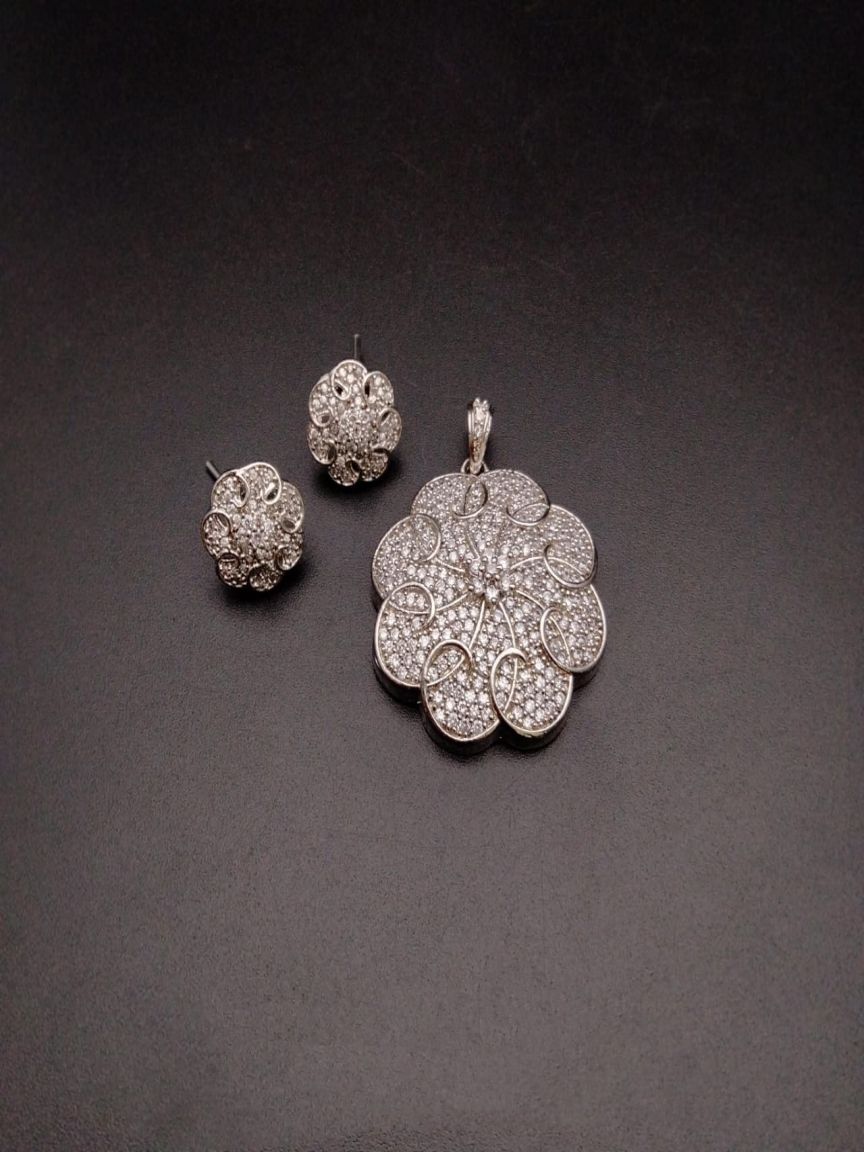 PENDANT SETS IN AMERICAN DIAMOND JEWELLERY STYLE | DESIGN - 43059