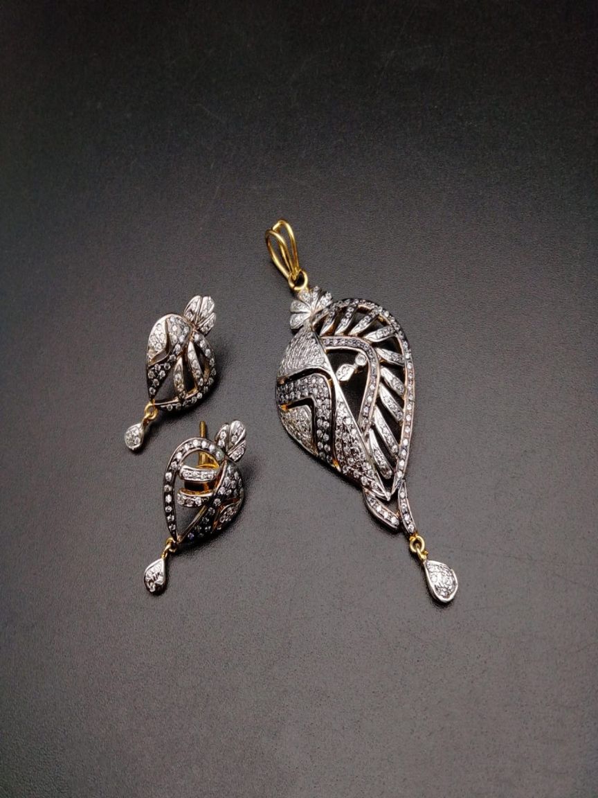 PENDANT SETS IN AMERICAN DIAMOND JEWELLERY STYLE | DESIGN - 43061