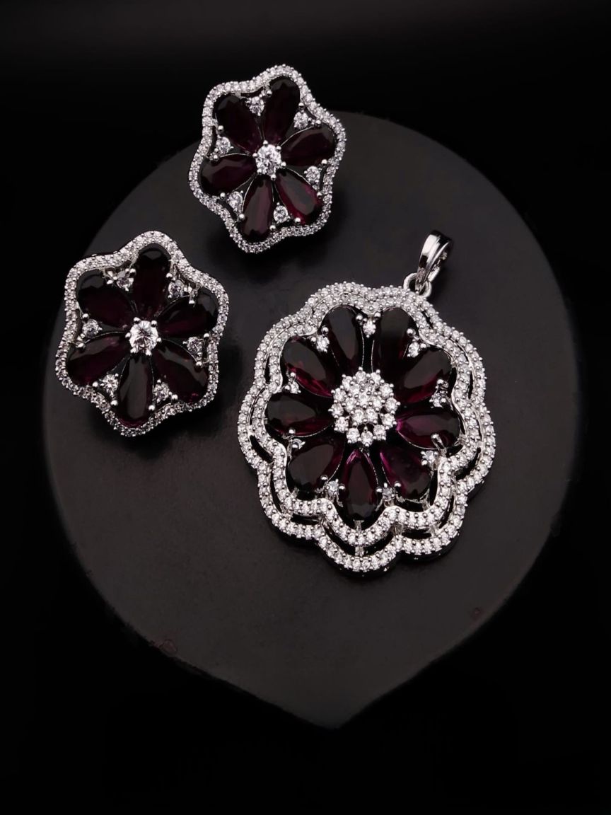 PENDANT SETS IN AMERICAN DIAMOND JEWELLERY STYLE | DESIGN - 43067