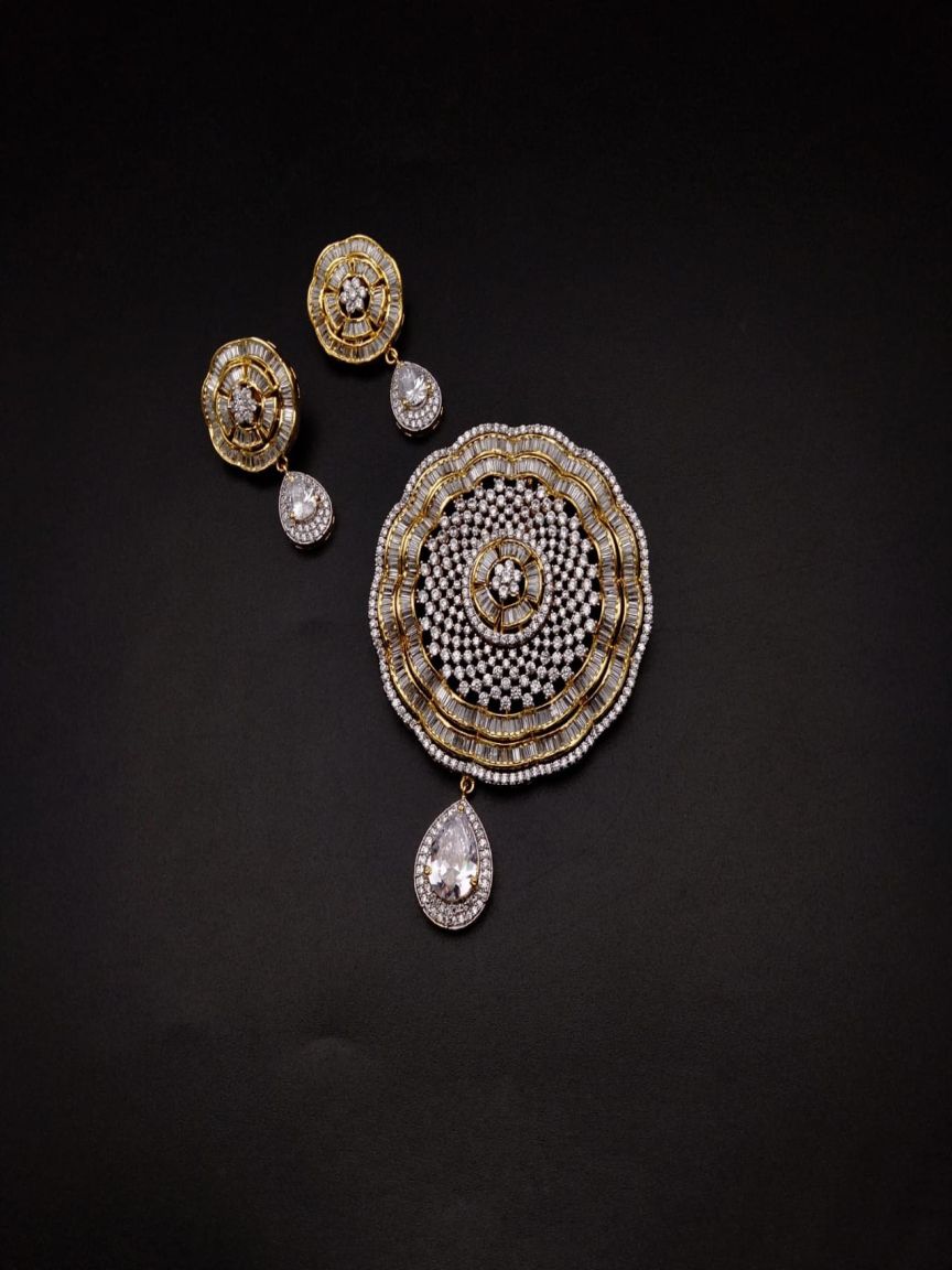 PENDANT SETS IN AMERICAN DIAMOND JEWELLERY STYLE | DESIGN - 43073