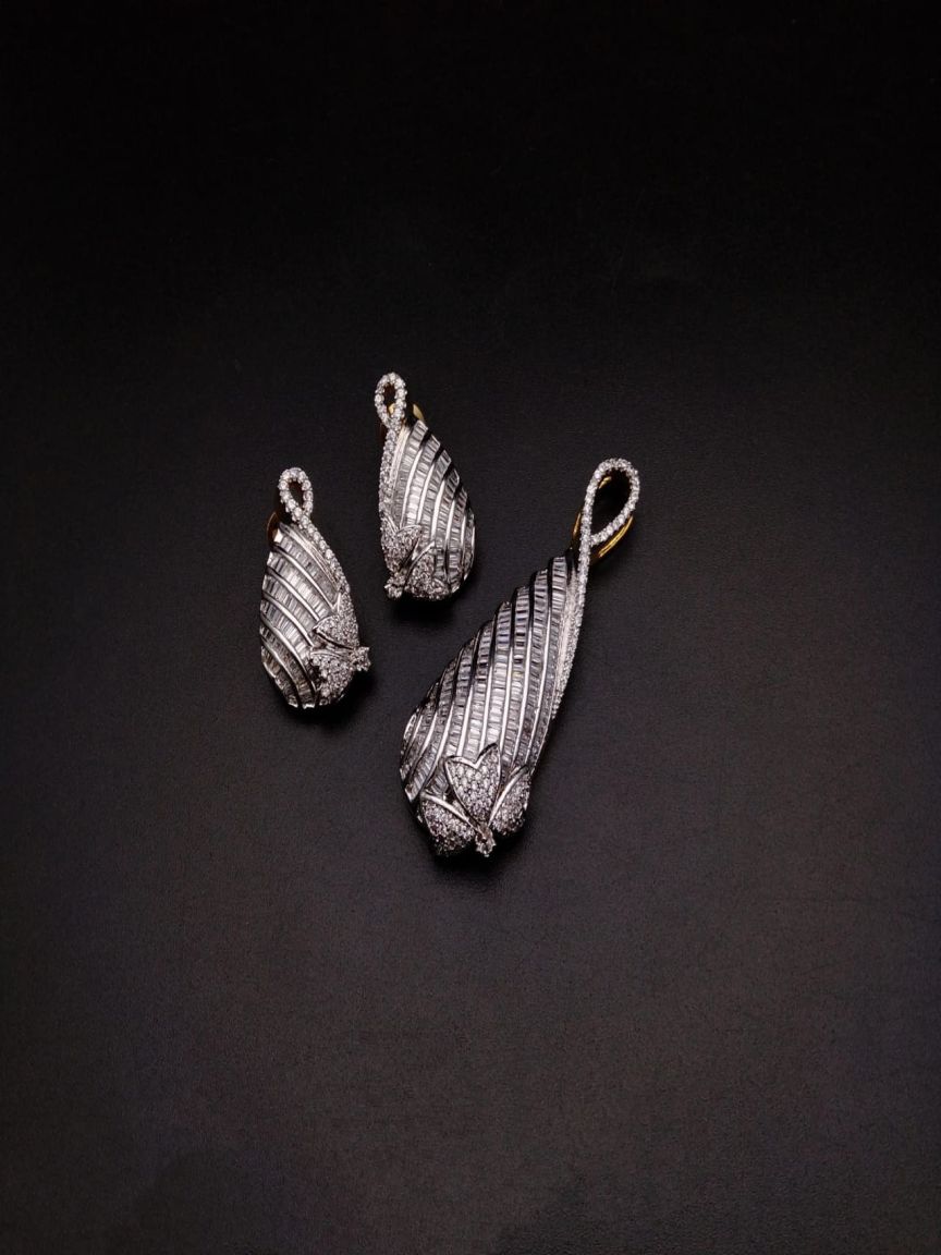 PENDANT SETS IN AMERICAN DIAMOND JEWELLERY STYLE | DESIGN - 43075