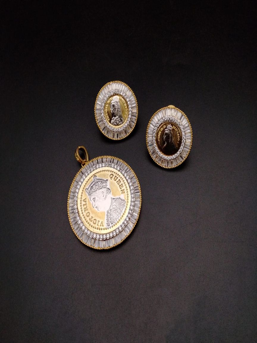 PENDANT SETS IN AMERICAN DIAMOND JEWELLERY STYLE | DESIGN - 43083