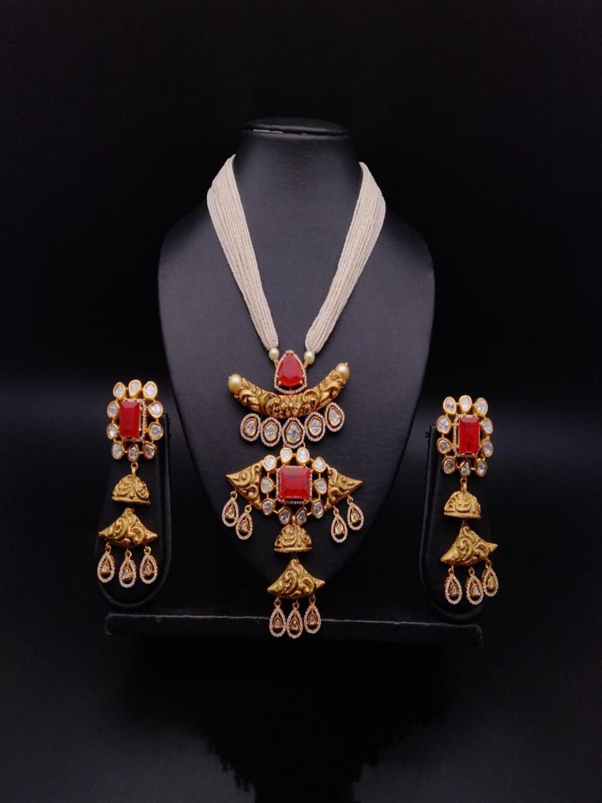 PENDANT SETS IN KUNDAN (VILANDI) STYLE | DESIGN - 66020