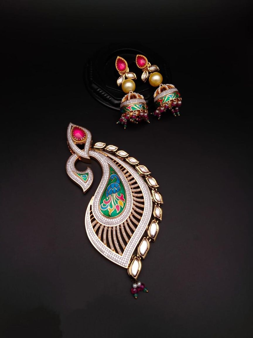 PENDANT SETS IN KUNDAN (VILANDI) STYLE | DESIGN - 66025