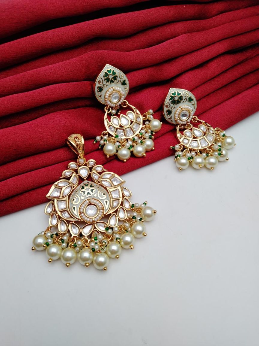 kundan-pendant_sets-PSK66139GRGD