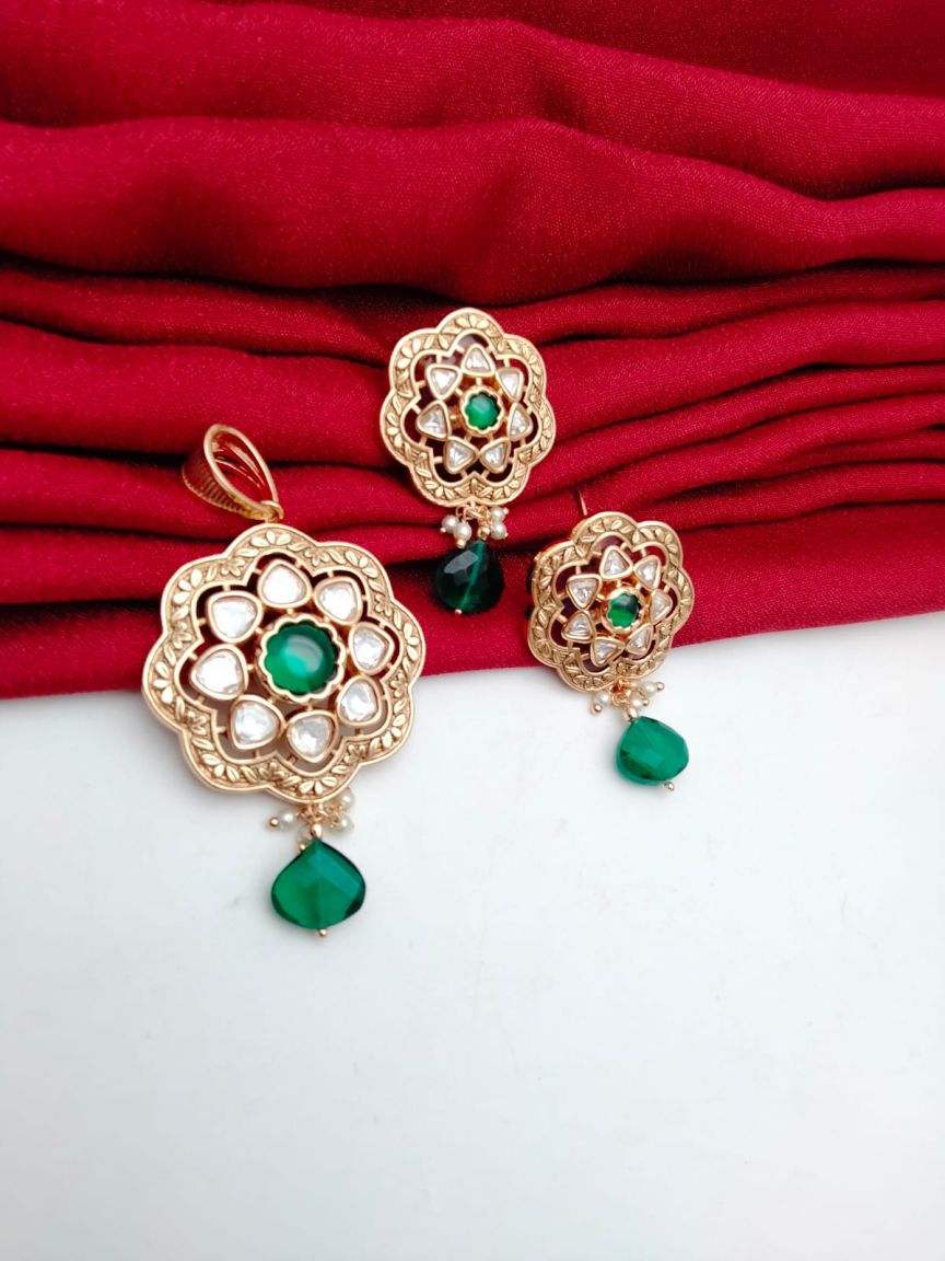 kundan-pendant_sets-PSK66140GRGD