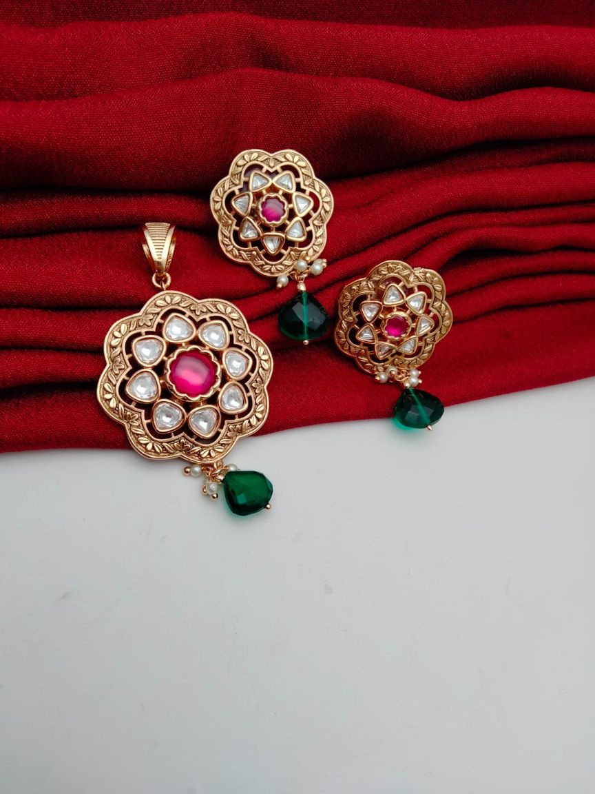 kundan-pendant_sets-PSK66141RGRGD