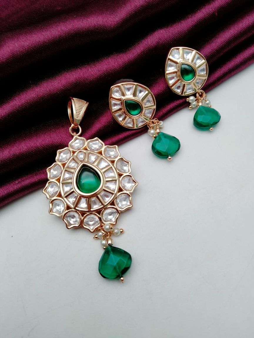 kundan-pendant_sets-PSK66165GRGD