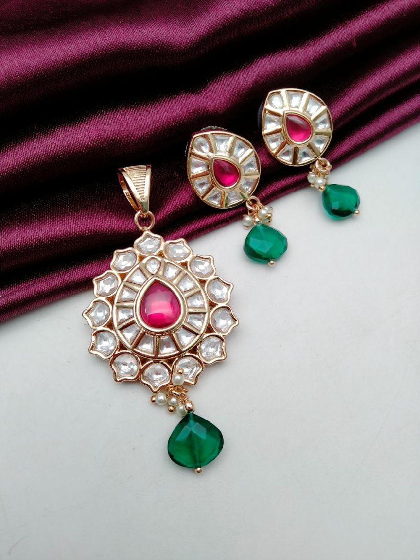 kundan-pendant_sets-PSK66165RGRGD