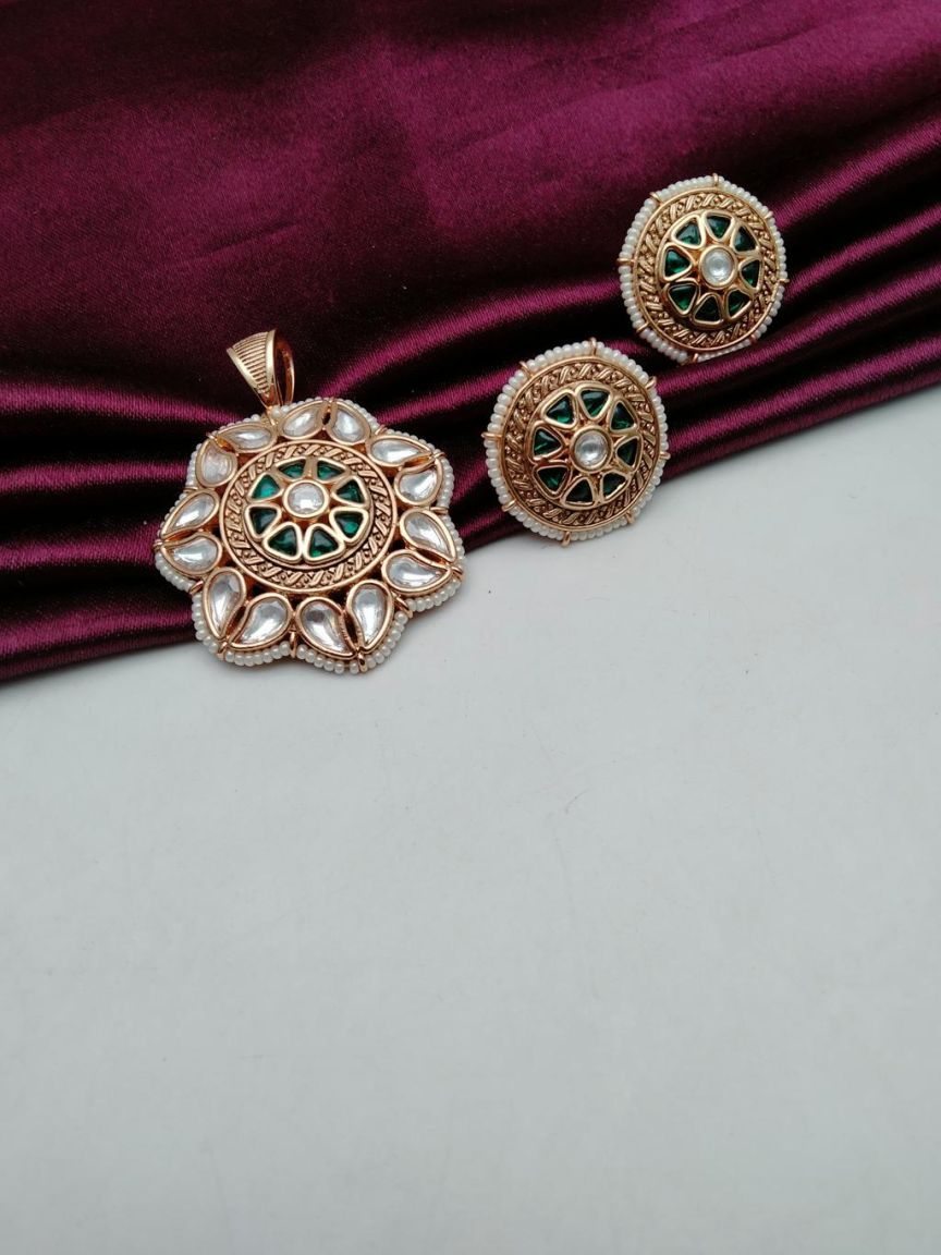 kundan-pendant_sets-PSK66166GRGD