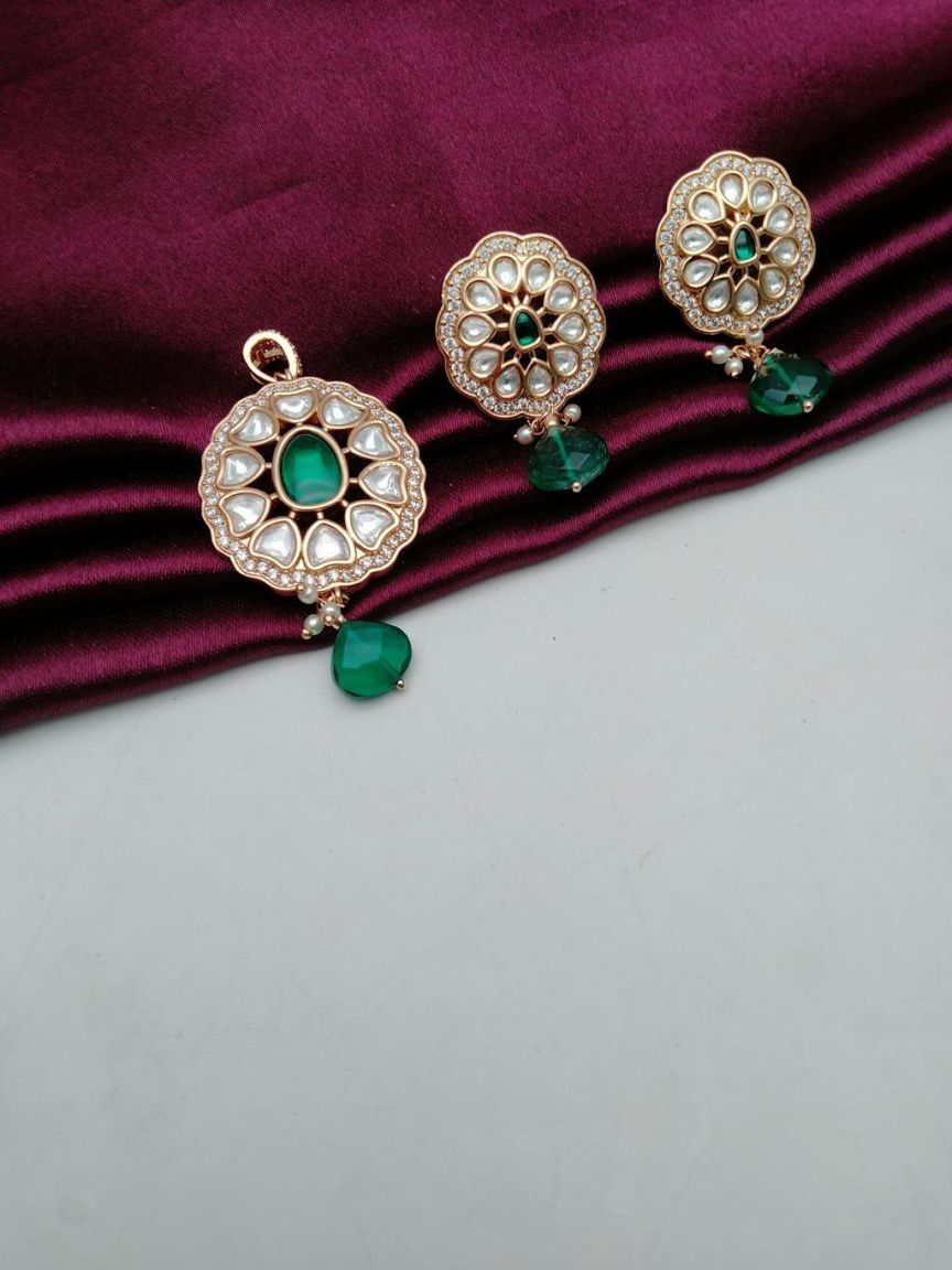 kundan-pendant_sets-PSK66167GRGD