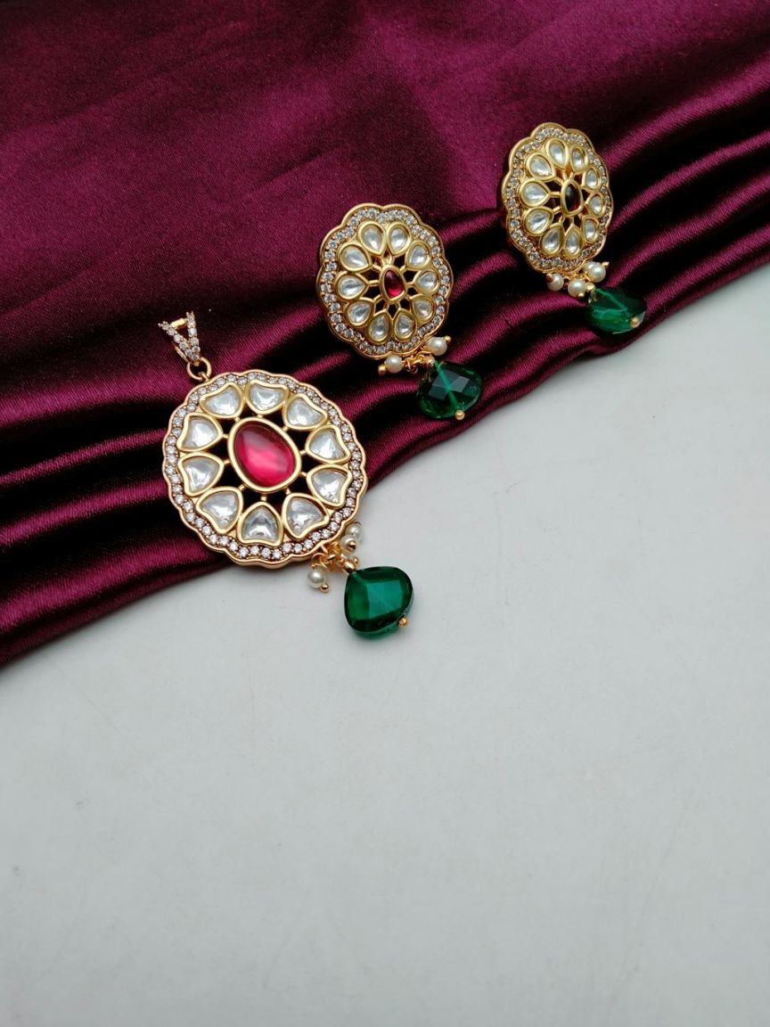 kundan-pendant_sets-PSK66167RGRGD