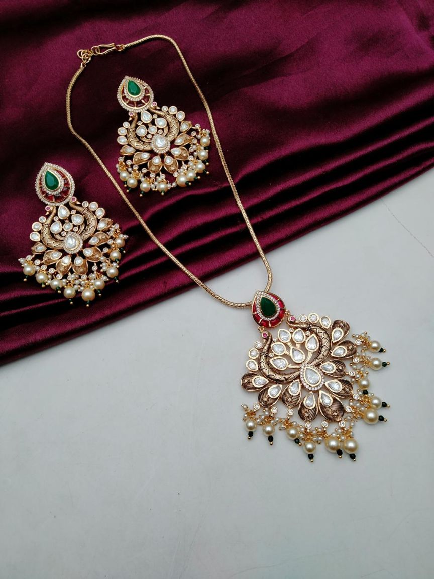 kundan-pendant_sets-PSK66170GRRGD