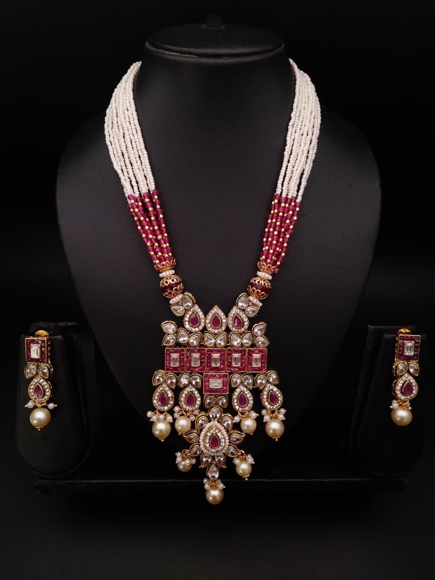 PENDANT SETS IN POLKI (GOLD POLISH) STYLE | DESIGN - 36133
