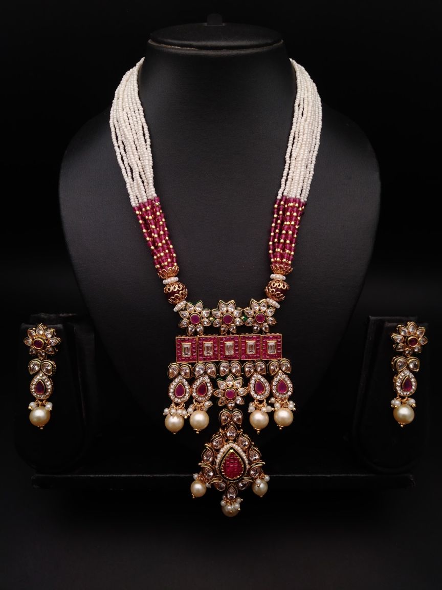 PENDANT SETS IN POLKI (GOLD POLISH) STYLE | DESIGN - 36134